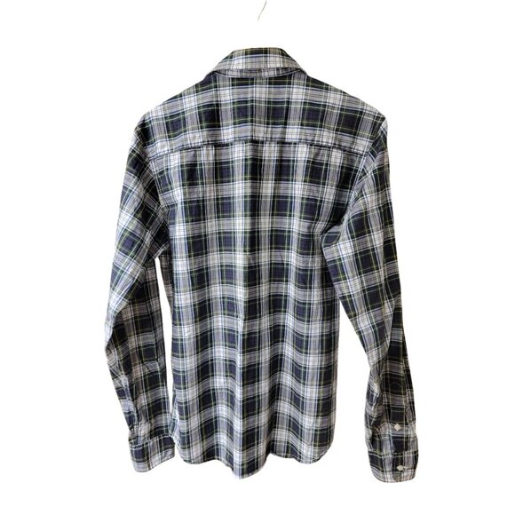 Adriano Goldschmied Mens Slim Fit Plaid Button-Up Shirt M 100% Cotton Blue/Green - Picture 3 of 6